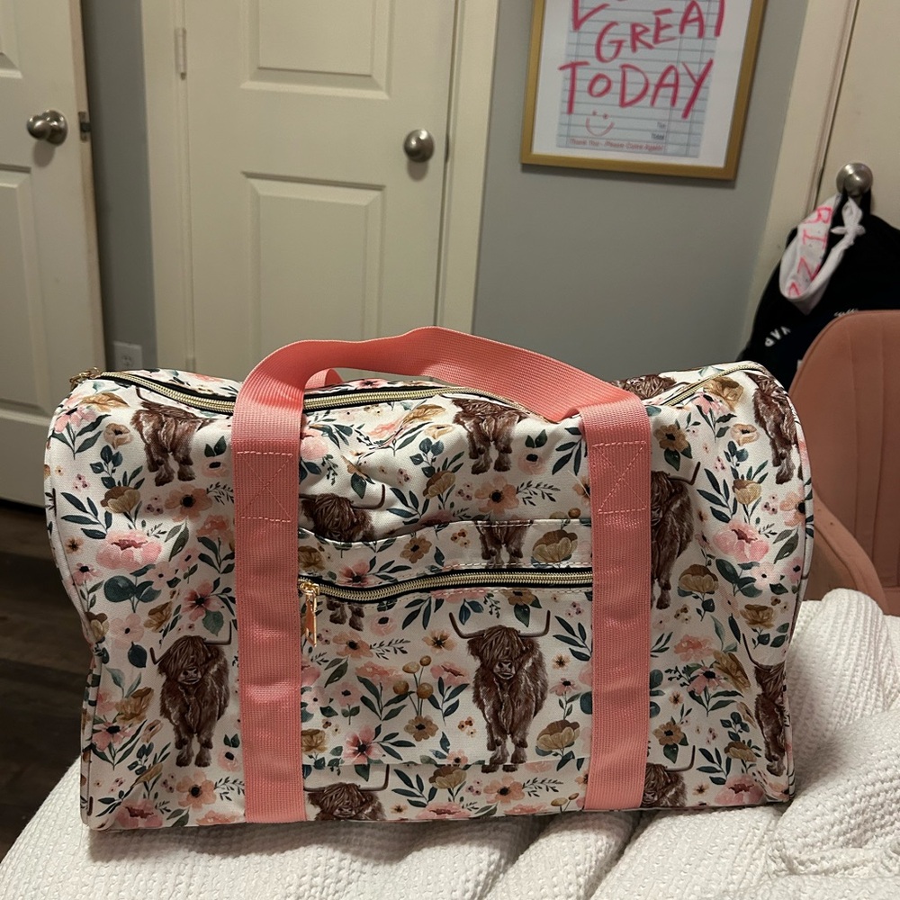 Floral animal print duffel bag